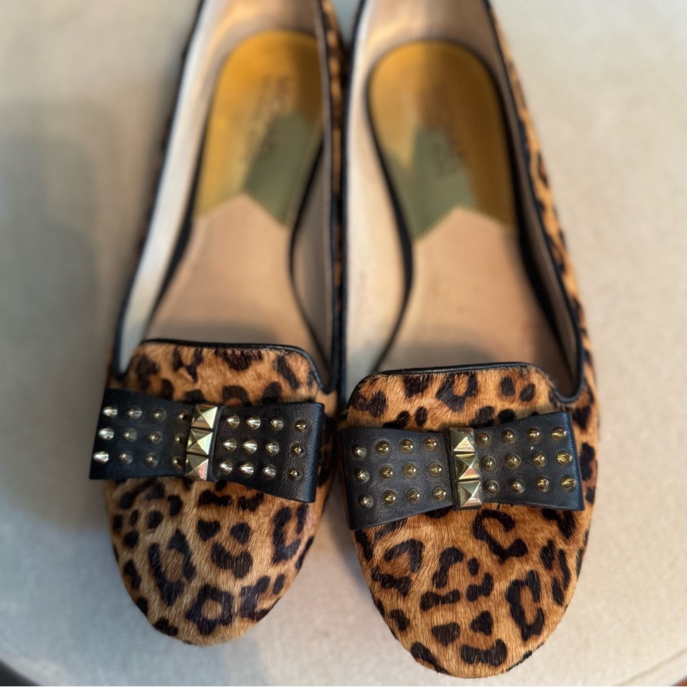 Michael Kors Devin Cheetah Print Ballet Flat with Studded Bows - Picture 7 of 9